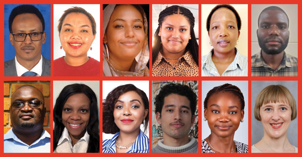 Graphic showing photos of each of the African Fellows listed alphabetically. 
